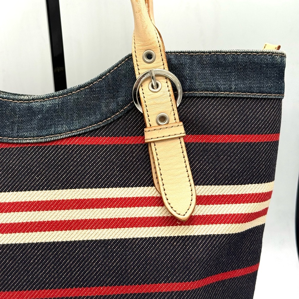 Burberry Blue Label Denim Striped Tote w/ COA ✅ Y2K Vintage - Picture 3 of 16